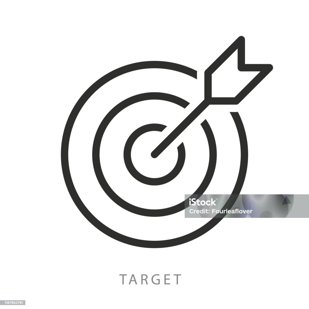 Vector target icon. Target and arrow. Premium quality graphic design. Modern signs, outline symbols collection, simple thin line icons set stock illustration